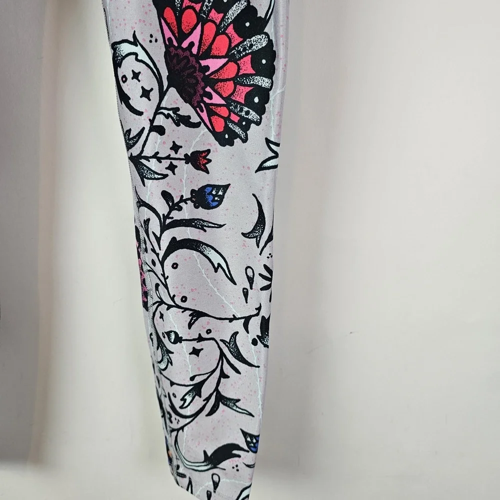 Nike Power Legend Womens S Tight Leggings Floral Pants Training Dri-Fit Gray Gym